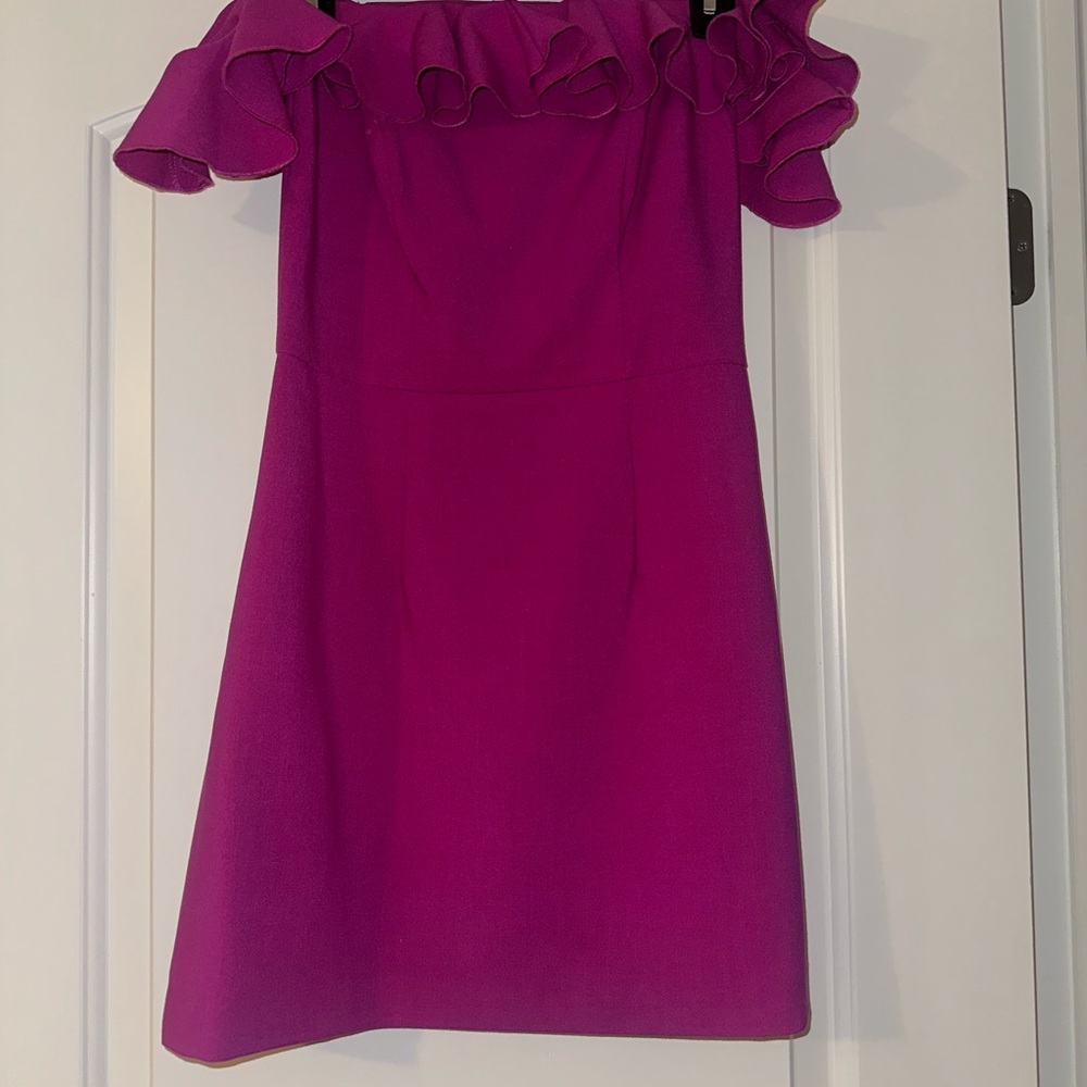 French Connection Fuchsia Ruffle Mini Dress